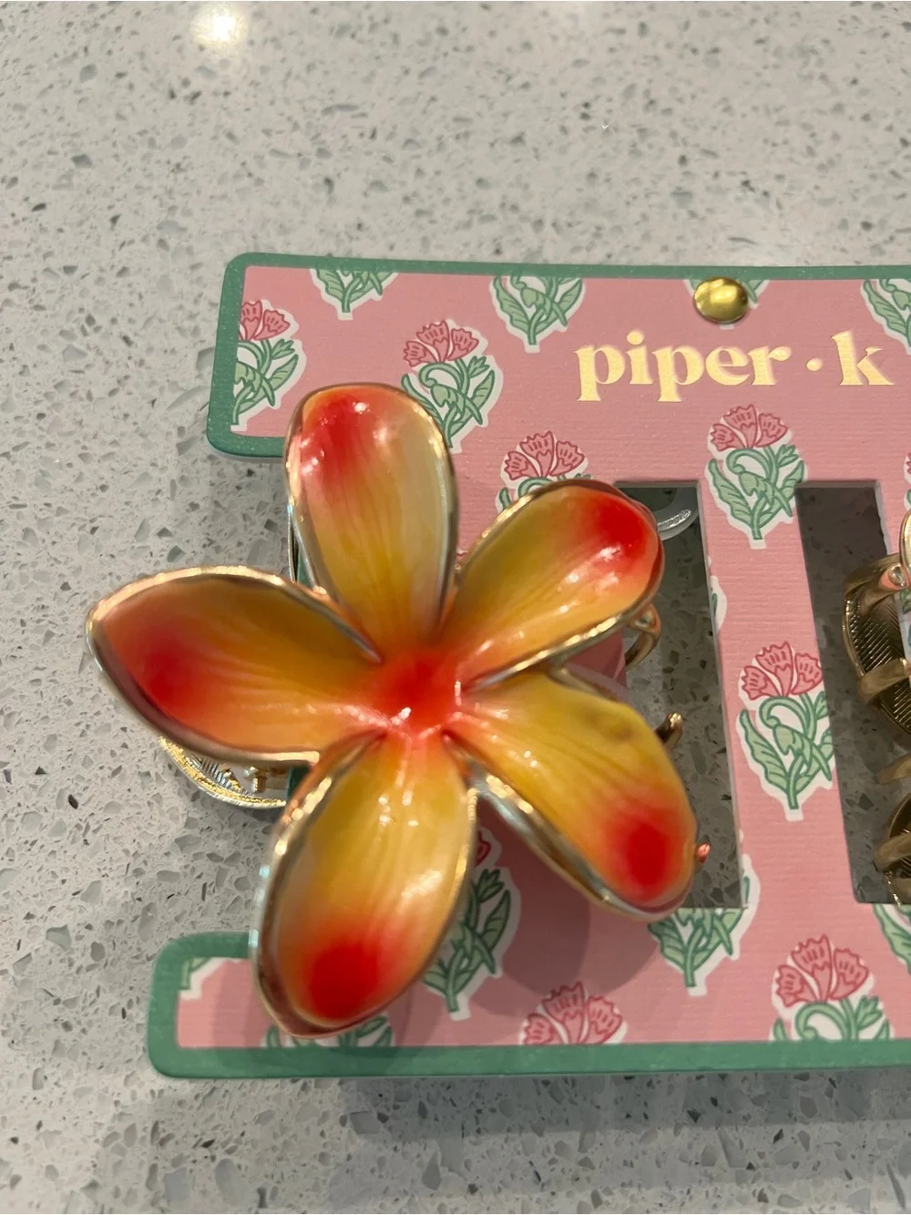 piper·k Floral Plumeria Hair Clips - Red/Yellow & White/Yellow